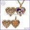 Brass Rose Gold Plated Heart Flower Photo Frame Locket Pendant Necklace