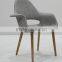 Replica Fiberlgass Material Wooden Legs Fabric Blue Color Organic Chair by Eero Saarinen