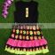 toddler girl clothes boutique sleeveless dress ruffle button apple flower prints frock design for baby girl skirt