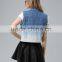 FACTORY WHOLESALE HOT SELLING FASHION EUROPEAN STYLE DENIM LADIES WOMEN COLLARED DENIM CAMO VEST