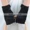 Ladies velveteen gloves with bow in black