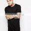 Custom high quality plain men tall black t shirts