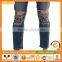 Men Custom Apparel Skinny Cropped Jeans Ripped Denim Pants With Extreme Rips In Blue Wash
