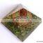 Reiki Orgonite Pyramid | Big Green Aventurine Pyramid With Flower Of Life Symbol And Crystal Point | Flower Of Life