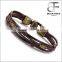 Casual Unisex Leather Brown Rope Wrist Bracelet with Brown Rope and Bronze Alloy Clasp