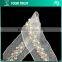 Cross Line Transparent Bugle White Pearls White Organza Trimming