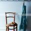 Custom blue cotton canvas kitchen apron with cross-back straps