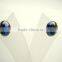 Cobalt Titanium Window Druzy Gemstone Oval Stud Earrings, 925 Sterling Silver Stud Earrings, Designer Druzy Fashion Jewelry