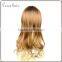 human hair kinky straight micro loop hair wig golden color long wavy/curly hair