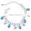 Lovely Tibetan Sliver Plated Turquoise Bead with Elepant Dangle Pendant Charm Bracelet & Bangle