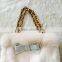 Lovely Design Animal Fur Handbag With Chain Fancy Rabbit Fur Purse With Bow Hot Selling
