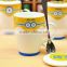 hot-selling lovely cartoon 450ml minions relief ceramic gift coffee mug with cover and spoon