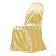 White satin chair cover for banquet chairs or wedding chairs OEM client's design