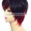 Factory cheap price mix black/red high density synthetic hair short ombre wig
