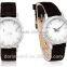 Classic Imitation stainless steel watch case Romen scale ladies' genuine leather quartz wrist watch