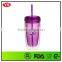 16oz bpa free plastic double insulated tumblers with straw