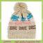 Wholesale stripe pom pom knit beanie hat