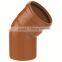 HIGH QUANLITY 45 DEG ELBOW WITH SOCKET OF PVC GB STANDARD EXPANDING FITTINGS FOR DRAINAGE WITH GASKET