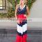 Wholesale mother and daughter's long dress for beach travel fashion red and navy