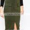 High Waist Long Skirt With Pocket Front Split Pencil Skirt