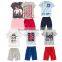summer national flag printing short sleeve kids suits