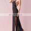 CHEFON Spaghetti strap women maxi dress black