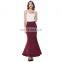 Belle Poque Womens High Stretchy Nylon-Cotton Vintage Retro Ruffled Fishtail Mermaid Victorian Style Wine Long Skirt BP000203-3