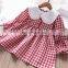 New 2 colors doll collar plaid dress girls skirt kids