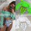 Chiffon Long Sleeve Lace Bikini Snake Sexy Swimwear Split Swimwear set padded bra ladies bandeau bathing suit