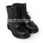 Frosted woman lace up martin boots low heel platform ankle rain boots