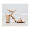 Ladies golden color block high heel sandals women open toe ankle strap shoes