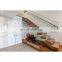 Wood tread with led floating staircase designs foshan factory