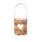 K&B wholesale wooden antique bark Heart-shaped hollow portable tea light candle holder lantern decor