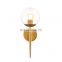 White Glass Ball Wall Lamp Modern Wall Mounted Light Antique Brass Wall Sconce Lighting for or Living Room Bathroom Bedroom Hall