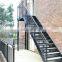 indoor steel structure support straight Stairs with timber stairs glass balustrade metal staircase