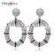 Top Selling Oval Dangles Contrast Black Stones Lady Jewellery Special Party Earrings