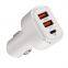 3A 3 Ports Car Charger Type C And USB Charger QC 3.0 With Qualcomm Quick Charge 3.0 Technology