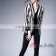 2016 Fashion ladies business suit design white stripe between black suit for women