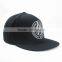 30%Wool black embroidery snapback hats wholesale size 9 fitted hats