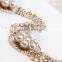 fashion ladylike all-match ladies and women metal rose flower decoration narrow alloy rhinestone pearl waist belt for dress skir