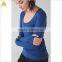 Blue slimming long sleeve o neck fitness shirts for compression athletic wear