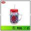 Bpa Free 20 Ounce Double walled acrylic colored mason jars with handle