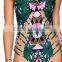 BSC084 Womens hot sex images one piece printing triangle bikini swimwear