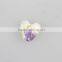 Double-sided Puffed Heart With Flower Multicolored Porcelain Bead