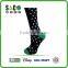 Fancy navy cuff white dots green toe and heel black knee high sports socks