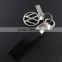 New Brands Silver Tone Smooth Stainless Steel Car Keychains Real Leather Metal Key Ring Jewelry Gifts