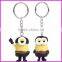 2015 2pcs 3D Eyes fun lucky for Despicable Me Minion Toy Rubber Key Chain Key Ring