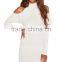 Women Frill Cold Shoulder Long Sleeve Mini Short Bodycon Club Dress White