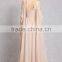 latest fashion design Blush V-cut neck and back Open-Shoulder Chiffon Gown