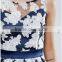 Guangzhou Fashion Clothing OEM Navy Slash Detail Sexy Organza Floral Dress